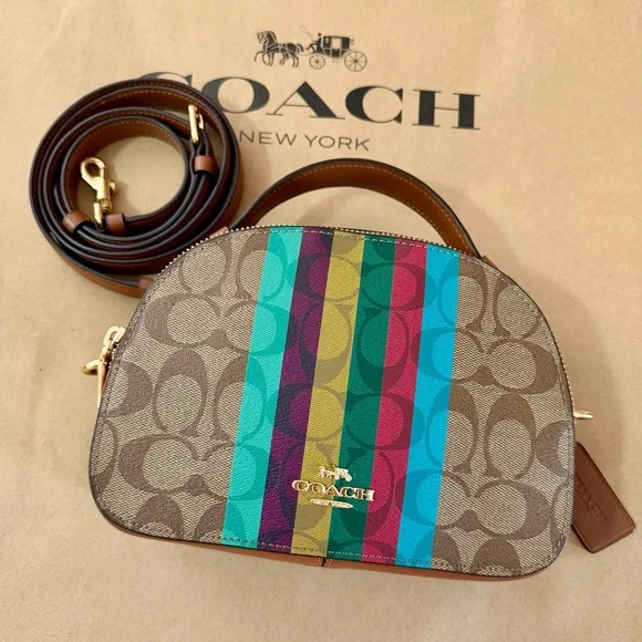 Coach Serena Satchel In Signature Canvas With Stripe. - Picture 8 of 16